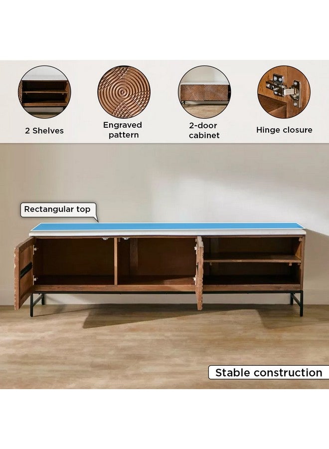 Home Box Engrave Marble Top TV Unit for TVs up to 70 inches 40 x 50 x 160 cm  - Image 5