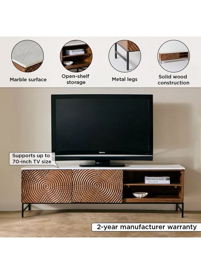 Home Box Engrave Marble Top TV Unit for TVs up to 70 inches 40 x 50 x 160 cm  - Image 4
