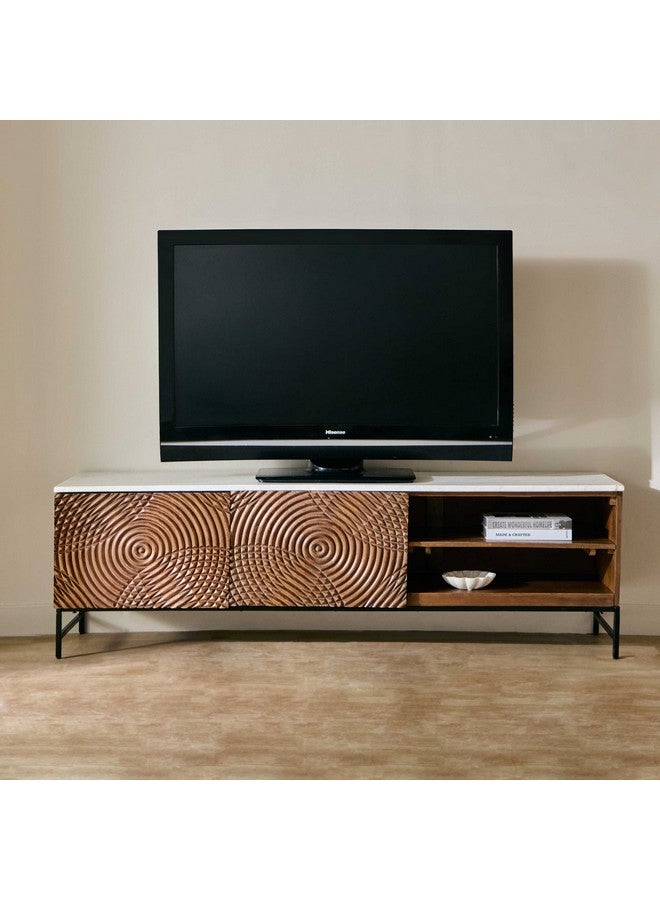 Home Box Engrave Marble Top TV Unit for TVs up to 70 inches 40 x 50 x 160 cm  - Image 2