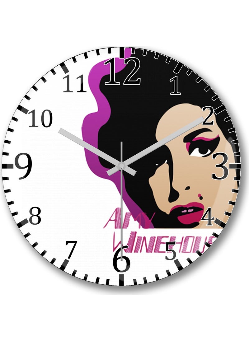 Baskı Dükkanı Print Shop Amy Winehouse Wall Clock Curved Real Glass  - Image 1