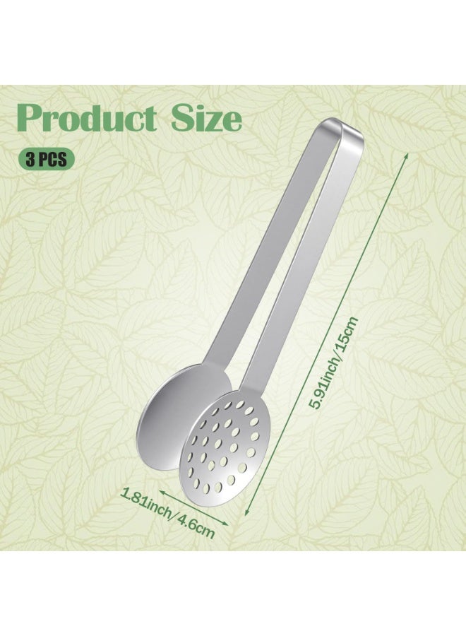 PAWSONIFY 3pcs Tea Bag Squeezer Tongs, Stainless Steel Strainer Spoons Teabag Clips Tool Practical Strainer Tea Accessories - Image 2