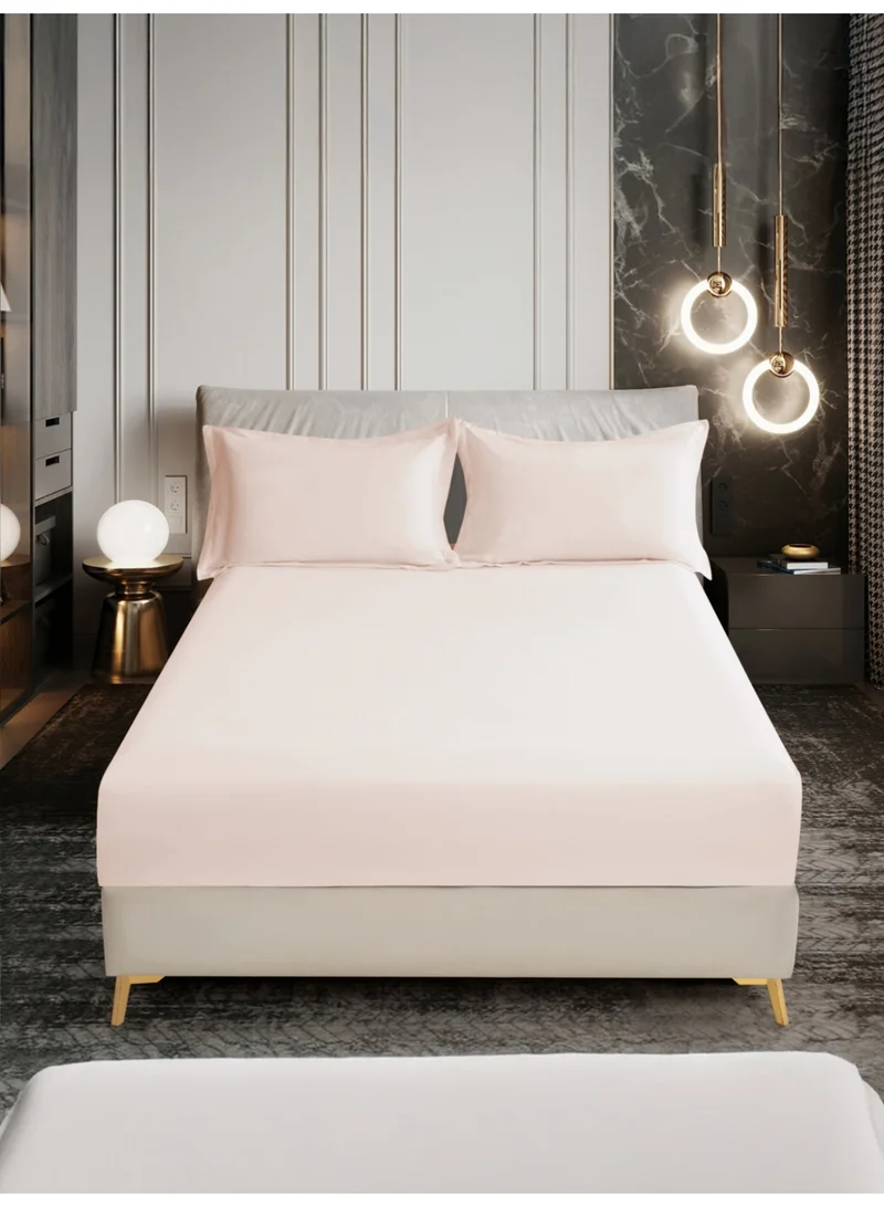 Donetella Bedding Fitted Sheet - Fits 200x200 Cm For Super King Bed - 3 Pcs (1 Fitted Sheet and 2 Pillowcases) - 35 Cm Deep Pocket - Solid Bed Sheet