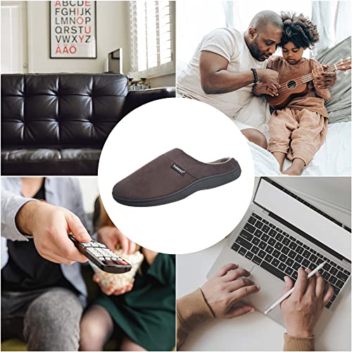 Isotoner Men's Classic Microterry Slippers - Cooling Gel-Infused Memory Foam, Indoor/Outdoor Soles, Machine Washable, Fuax Microsuede Dark Chocolate, 9.5-10.5 - Image 4