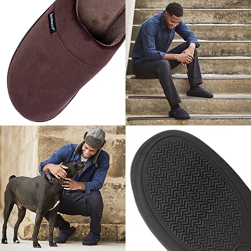 Isotoner Men's Classic Microterry Slippers - Cooling Gel-Infused Memory Foam, Indoor/Outdoor Soles, Machine Washable, Fuax Microsuede Dark Chocolate, 9.5-10.5 - Image 5
