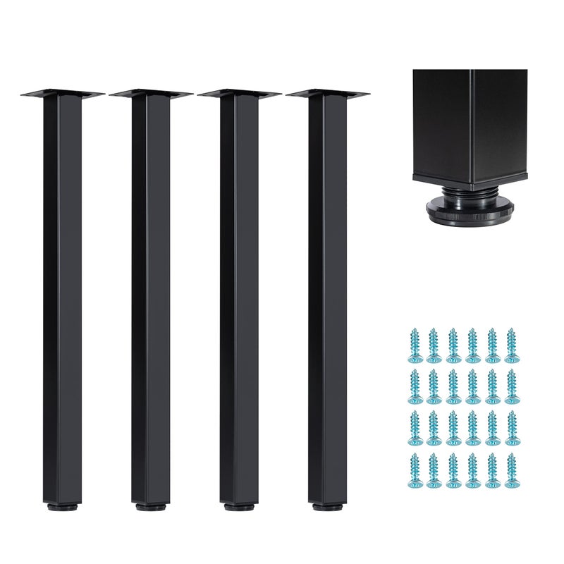 WHUANGKAKA WUHUANGKAKA 28 Square Office Table Furniture LegAdjustable Metal Furniture LegsDIY WorkbenchCasual Dining Table Coffee Table Legs ect with Rubber Floor ProtectorsSet of 4 