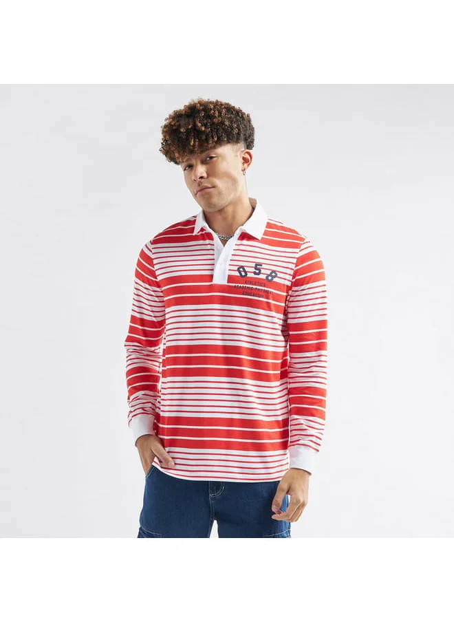 FAV Striped Polo T-shirt with Long Sleeves