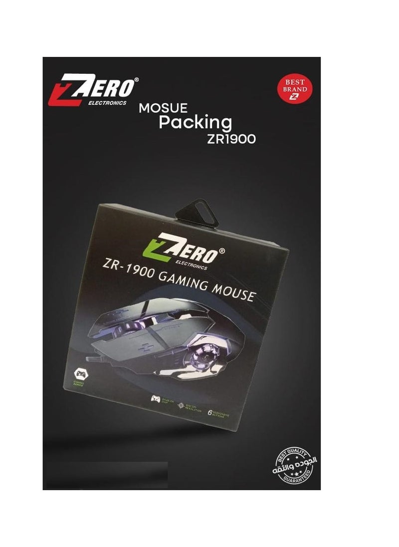 Zero Zero ZR-1900 Wired Gaming Mouse with RGB Lighting Black  - Image 2