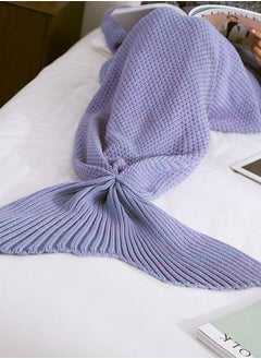 Y&D Knitted Mermaid Tail Blanket Sleeping Bag Cotton Purple M 