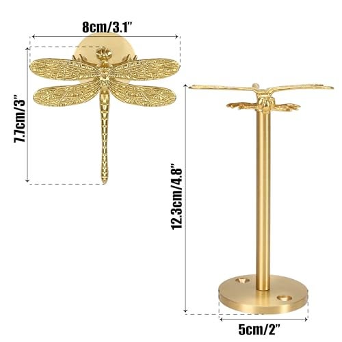 KH866 Set of 2 Dragonfly Curtain Holdbacks Swag Holders for Windows Antique Brass Curtain Tieback Wall Hook Pull Backs for Drapes Bedroom Office Home Decoration - Image 3