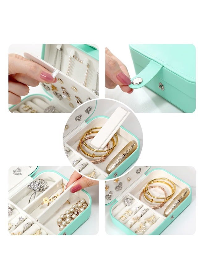 CASEGRACE Small Jewelry Box For Women Travel Jewelry Organizer Double Layer for Necklace Earring Rings Jewelry Holder Case - Image 4