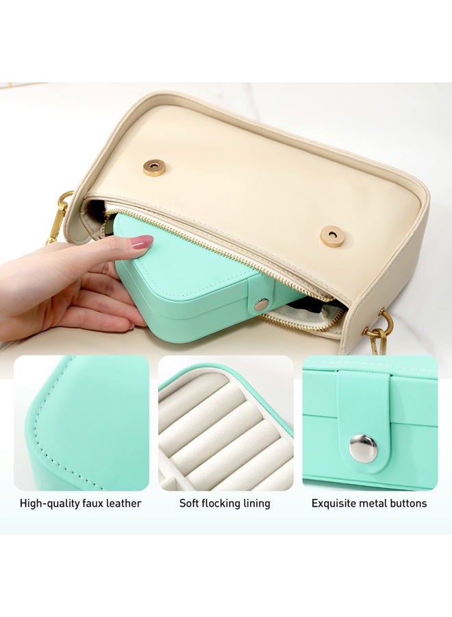 CASEGRACE Small Jewelry Box For Women Travel Jewelry Organizer Double Layer for Necklace Earring Rings Jewelry Holder Case - Image 5