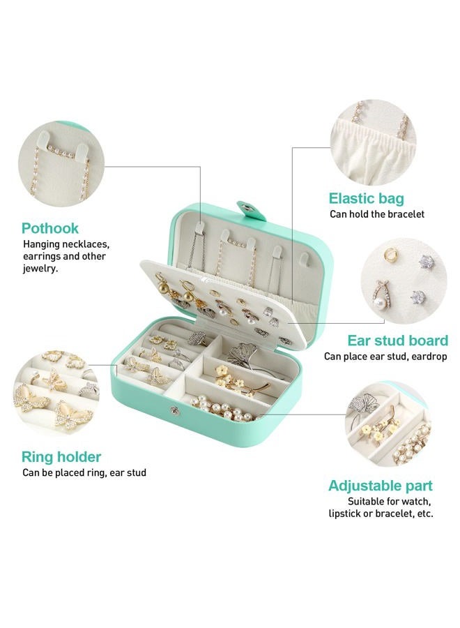 CASEGRACE Small Jewelry Box For Women Travel Jewelry Organizer Double Layer for Necklace Earring Rings Jewelry Holder Case - Image 3