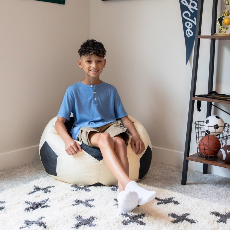 Big Joe Sports Ball Child-Sized Bean Bag Chair for Kids, Soccer Ball Plush, Ultra-Soft Lightweight Polyester Blend, 2.5 Foot Refillable - Image 5