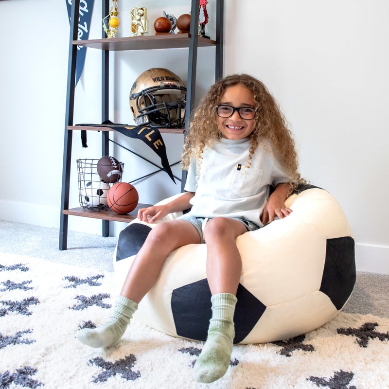 Big Joe Sports Ball Child-Sized Bean Bag Chair for Kids, Soccer Ball Plush, Ultra-Soft Lightweight Polyester Blend, 2.5 Foot Refillable - Image 4