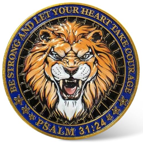 CYOUNG Christian Lion of Courage Inspirational Challenge Coin Be Strong and Courageous - Image 1