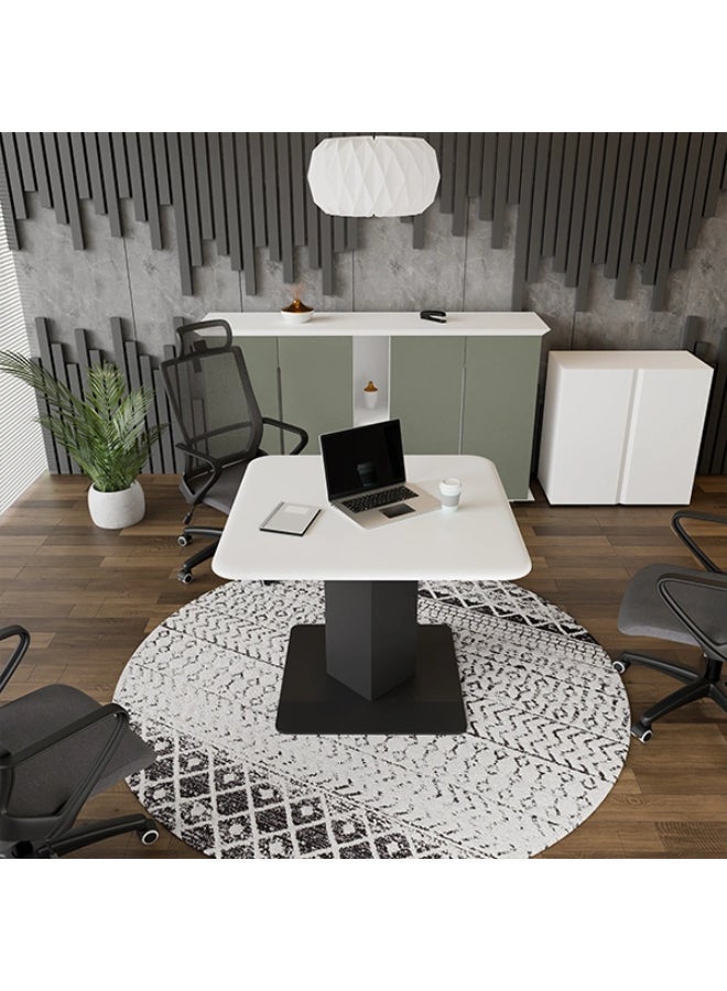 NEO FRONT FURNITURE 4-Seater Meeting Table – Square Mini Conference Table for Office, Powder-Coated White Top with Metal Legs (90 x 90x 75 cm) TPFN-DBH43 - Image 2