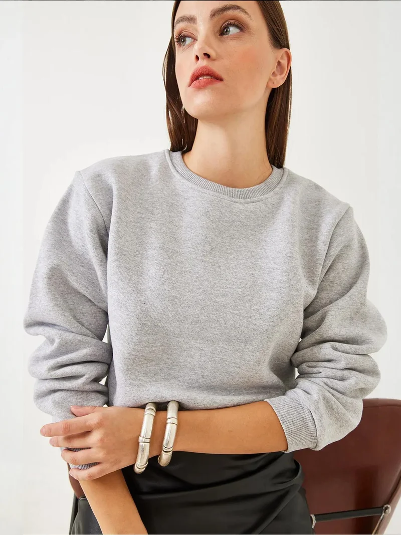 Bianco Lucci LUCCI Oversized Knitted Crew Neck Sweatshirt