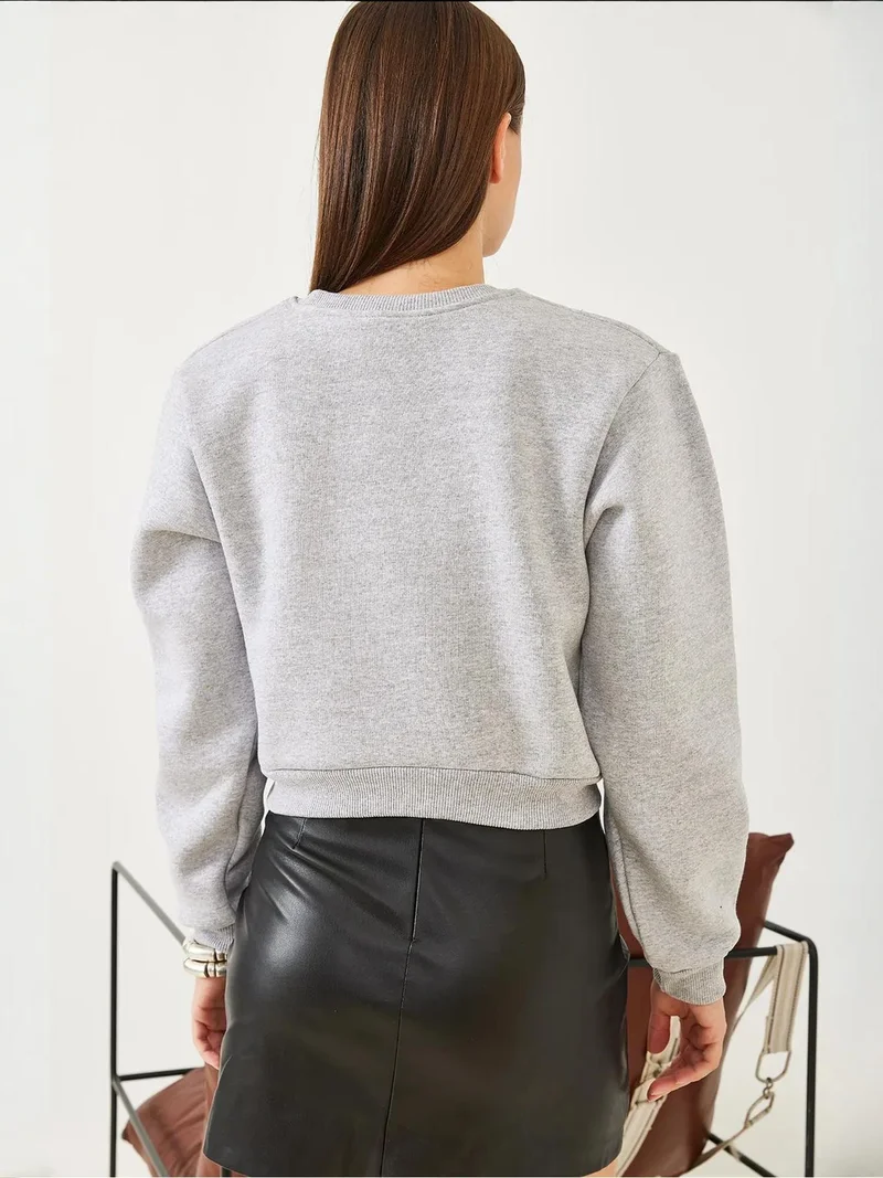 Bianco Lucci LUCCI Oversized Knitted Crew Neck Sweatshirt