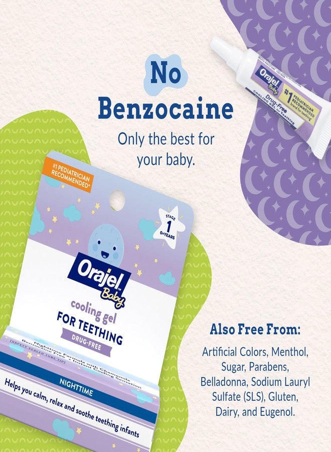 Orajel Baby Nighttime Cooling Gel for Teething, Drug-Free, #1 Pediatrician Recommended Brand for Teething*, One .18oz Tube - Image 3