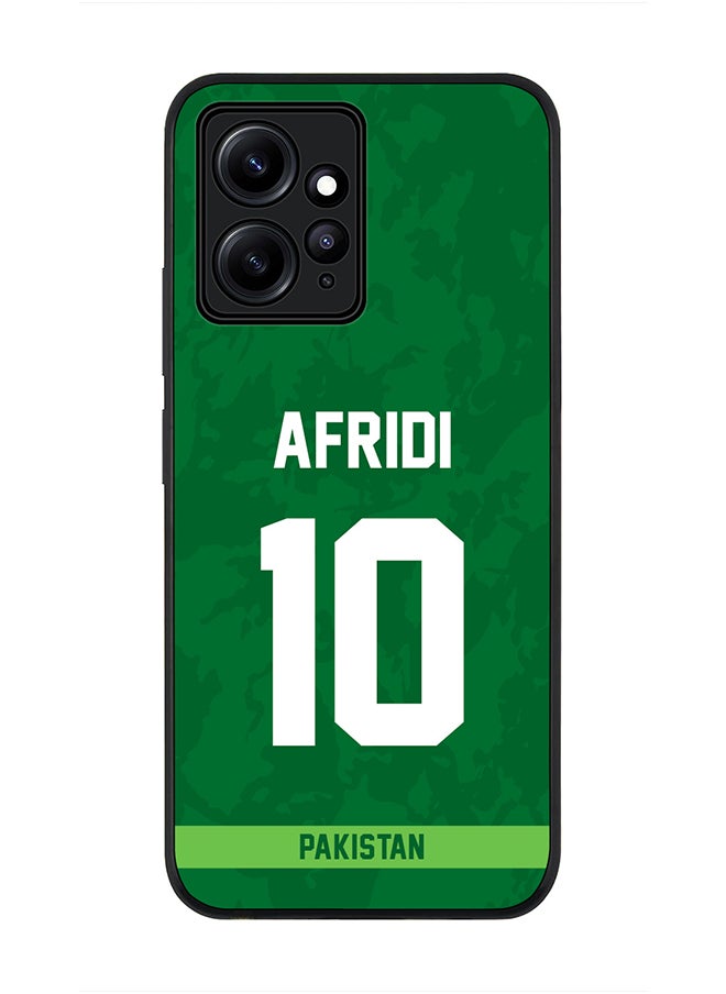Stylizedd - Cover for Redmi Note 12 4G, Rugged Black Slim fit Soft Flexible Thin Protective Phone Cases - Player Name - AFRIDI, Jersey Number- 10 - Image 1