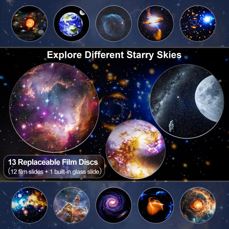 Fussion Planetarium Projector Pro for Bedroom, 13 in 1 Star Projector Galaxy Light, Ceiling Night Light Milky Way Mood Lighting with Timer, LED Space Galaxy Lamp Bedroom Room Decor for Adults Kids - White - Image 3
