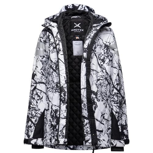Arctix Kids' Insulated Quilted Lining with Reflective Print Cold Weather Peak Performance Jacket, Cracked Marble White, Large - Image 1