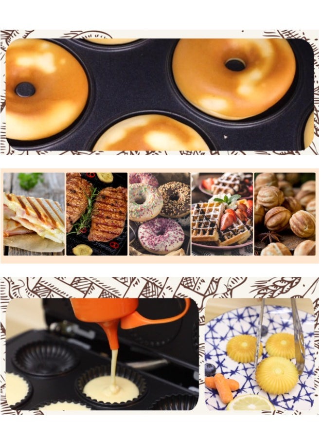 sokany 6-In-1 Non-Stick Multi Sandwiches Maker with Sandwich+Grill+Waffle+Donut+Nutties+Shell Detachable Plates, Snacks Maker, Sandwich Heater for Home Kitchen, 2 Slices,750W SK-908 Black/Silver.  - Image 4