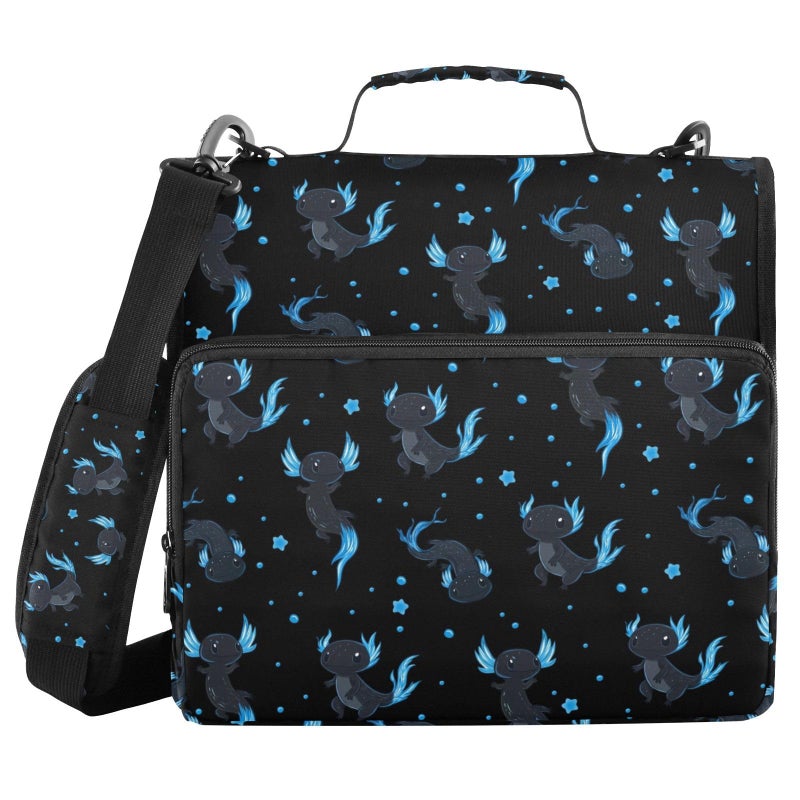 XUWU Goth Bat Flowers Binder Bag 3 Ring Zipper with Handle Shoulder Strap for School Work Office Organizer Storage Case - Image 1