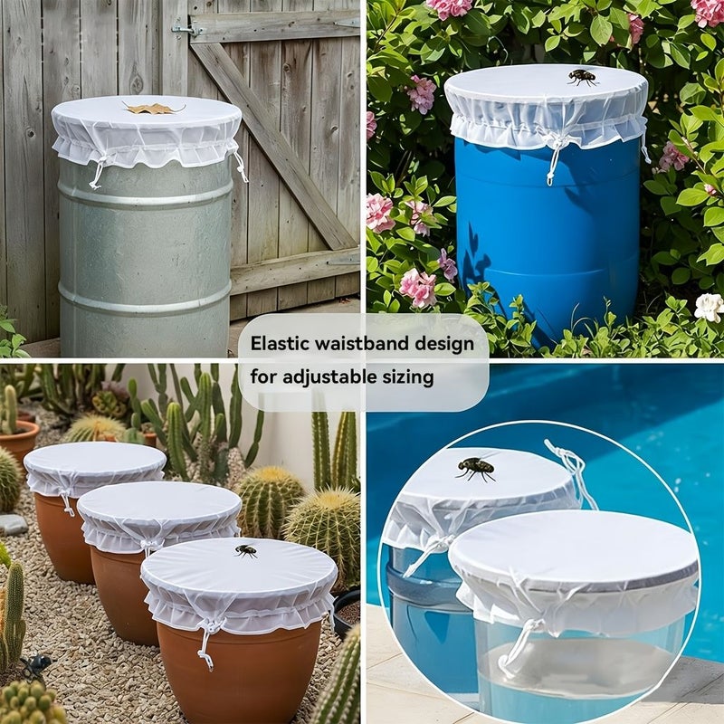 Heavy Duty White Rain Barrel Cover Set 4 Pack 31.5 Inch Mosquito Proof UV Resistant Outdoor - Image 2