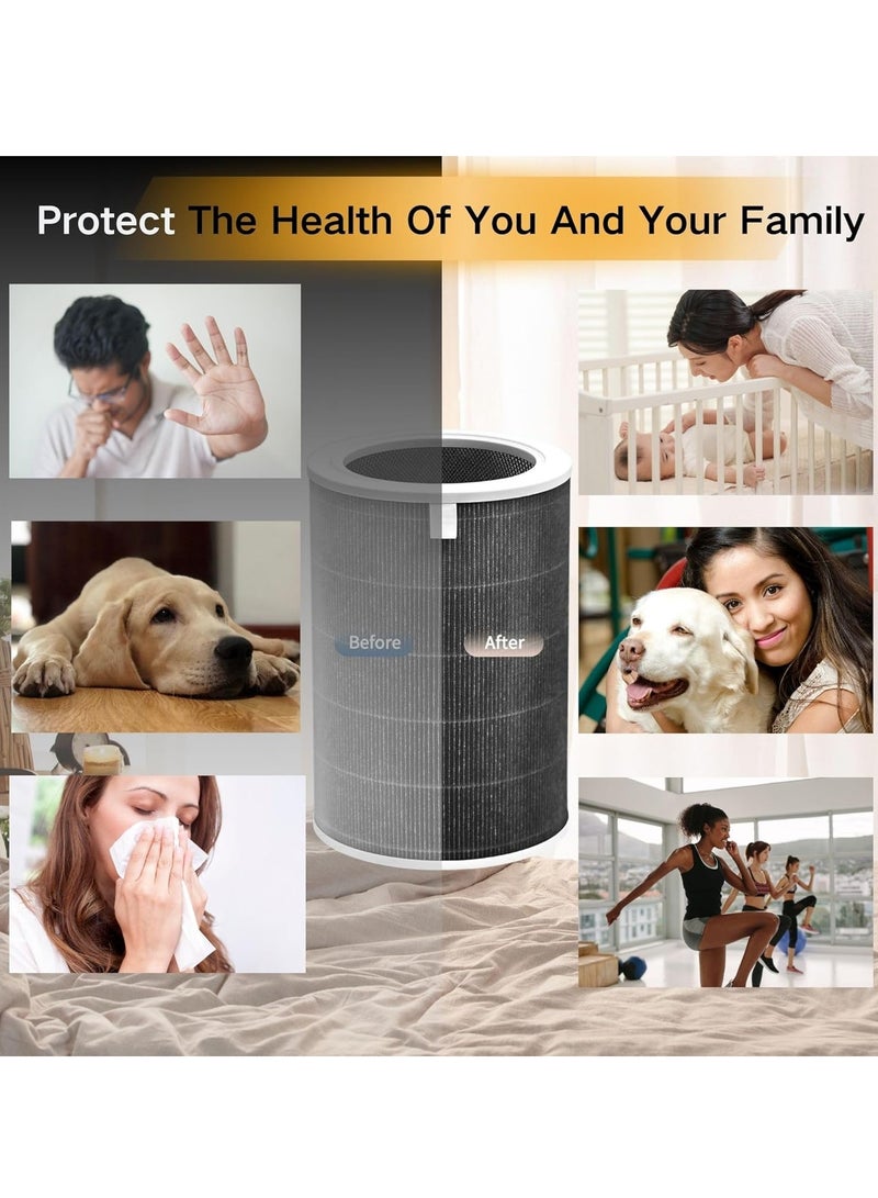 Y&D Third-party Replaceable Air Purifier Cartridge Filter Replacement Inner Core Filter Activated Carbon Clean Air Dust Removal HEPA-Grade Odor Elimination High Efficiency Dust Pollen Pet Dander Removal Fit for Xiaomi 4Pro Model Changable Filter Suitable for Home Bedroom Office - Image 3
