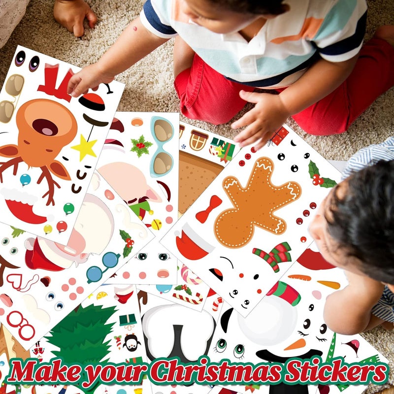 klarako Make a Face Decal for Kids, 36 Sheets Make Your Own Animal Stickers Decals for Birthday Party Favors, Boys Girls School Reward (Snowman Style) - Image 5