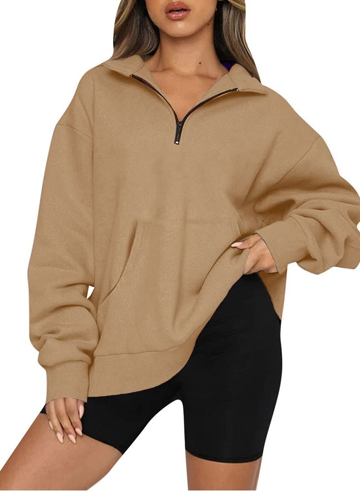 Loquat Women's New Fall/Winter Half Zipper Jumper Long Sleeve Sweatshirt