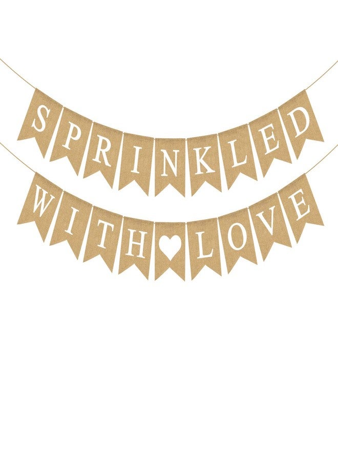 Rainlemon Jute Burlap Sprinkled with Love Banner Gender Neutral Baby Shower Sprinkle Decoration Supply - Image 2