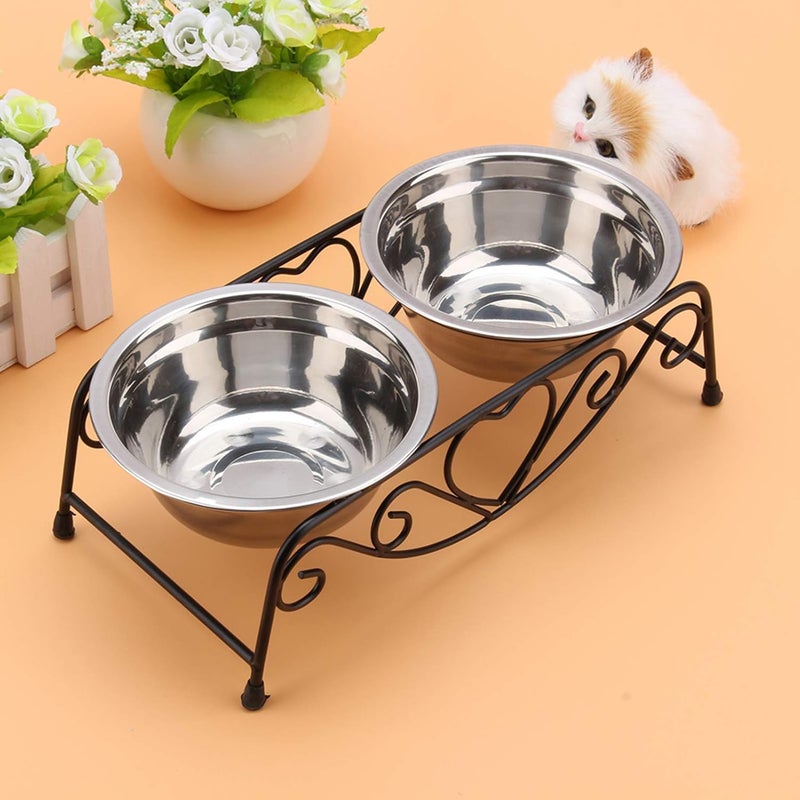 YOSOO Stainless Steel Dog & Cat Feeder with Stand, Black 2-Piece Set, Durable Non-Tipping Design, BPA Free, Adjustable Height, Quick Clean for Small & Medium Pets - Image 5
