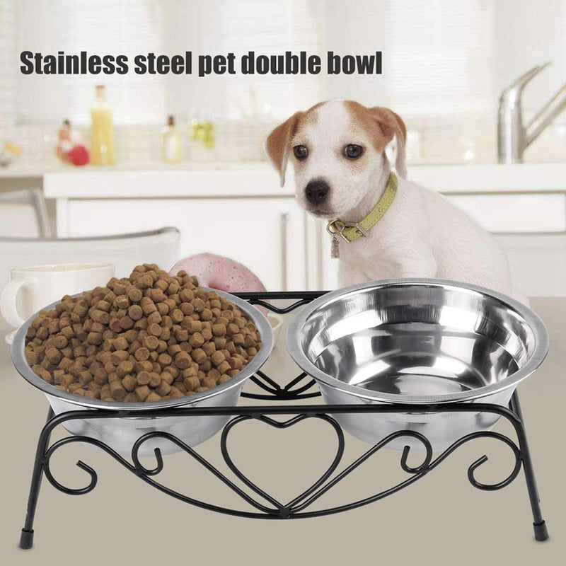 YOSOO Stainless Steel Dog & Cat Feeder with Stand, Black 2-Piece Set, Durable Non-Tipping Design, BPA Free, Adjustable Height, Quick Clean for Small & Medium Pets - Image 3