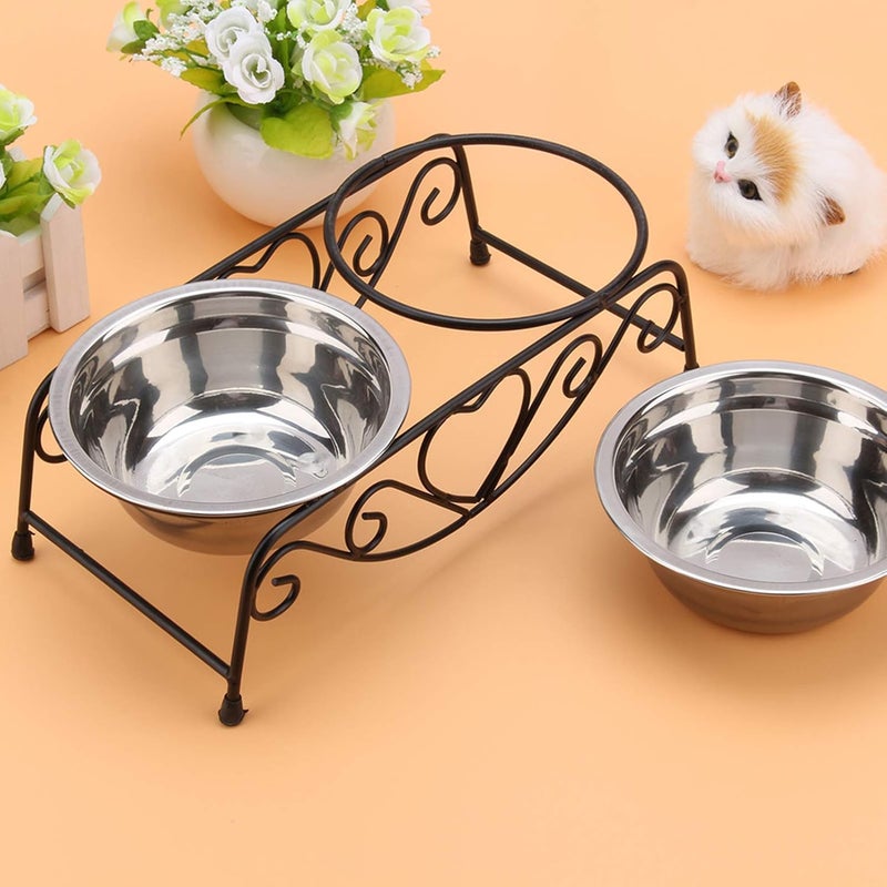 YOSOO Stainless Steel Dog & Cat Feeder with Stand, Black 2-Piece Set, Durable Non-Tipping Design, BPA Free, Adjustable Height, Quick Clean for Small & Medium Pets - Image 4