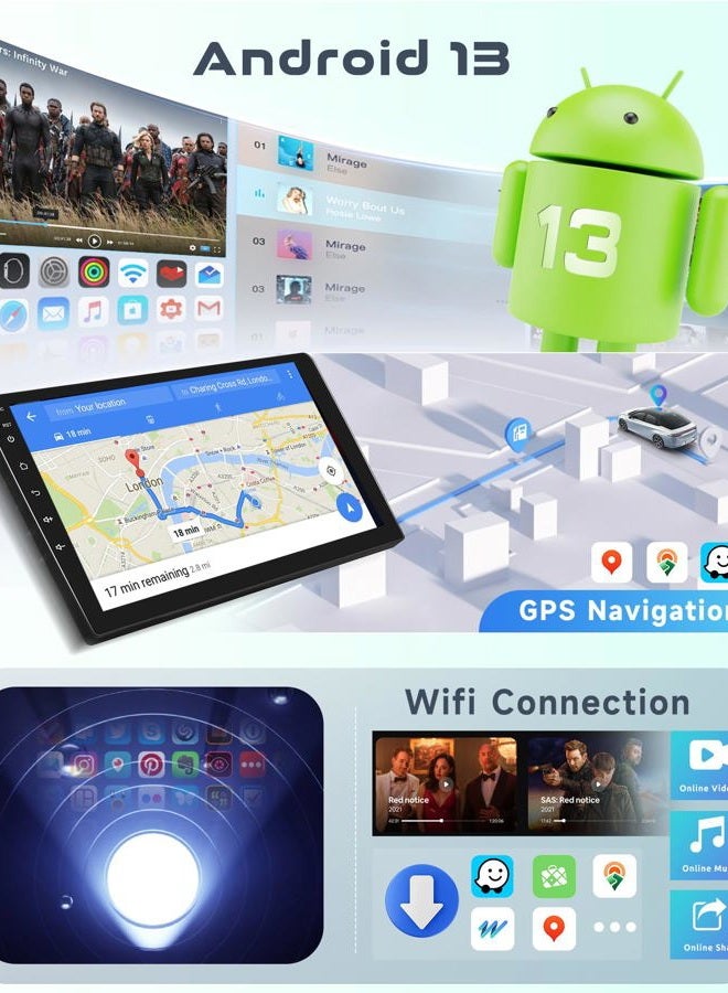 Podofo 8 CORE 4G+64G Car Radio for Toyota RAV4 2007-2011 with Wireless CarPlay/Android Auto, 10.1 Inch 1280 * 720P IPS Touch Screen Stereo Android 13 GPS WiFi Bluetooth DSP SWC HD Backup Camera - Image 5