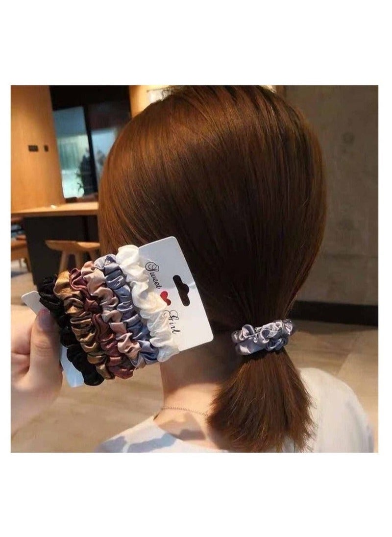 Silk Hair Ties Band Set Satin Hair Scrunchies Multicolour for Girls Women