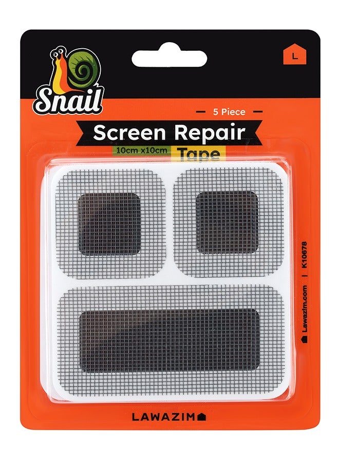 LAWAZIM Snail Window Screen Repair Tape - 5 Pack 10x10cm - Durable Self-Adhesive Mesh Patches for DIY Window, Door, Patio Repairs, Insect-Proofing, Fly Screen Maintenance - Image 1