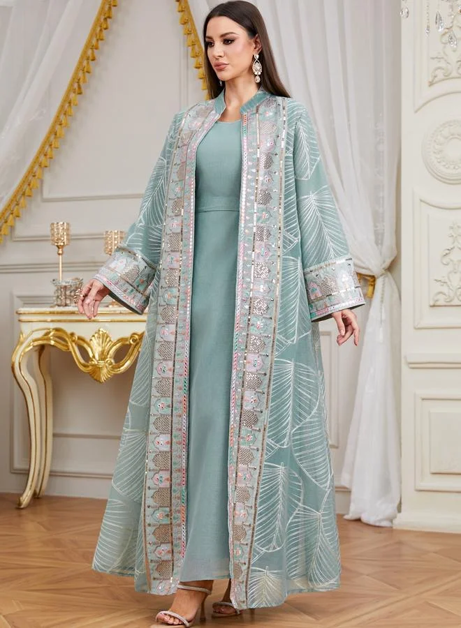 تايك تو طقم كيمونو وفستان بتفاصيل رقع ترتر