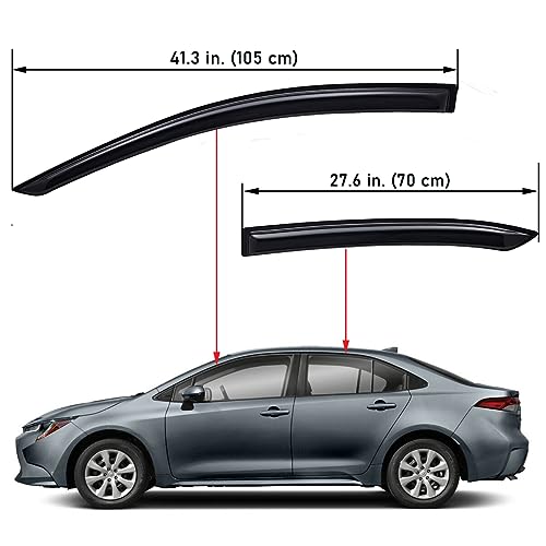 Lightronic WV94718 Outside-Mount Side Window Deflectors & Visors/Rain Guards, Dark Smoke, 4-Pieces Set, Fits 2020-2023 Toyota Corolla Sedan (EXCLUDES Hatchback) - Image 2