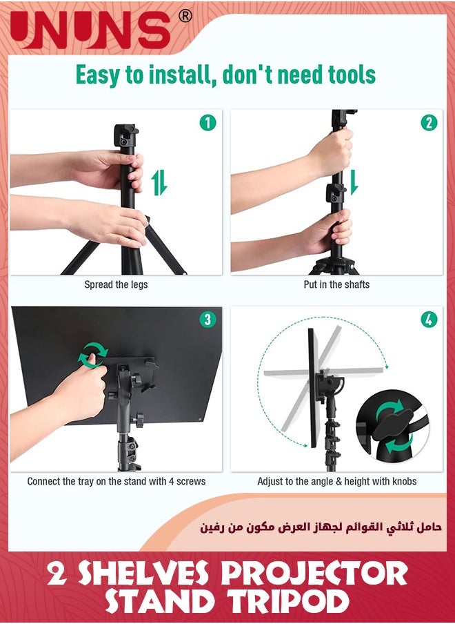 UNUNS - Projector Stand Tripod With Wheels,Laptop Tripod Stand Rolling,Projector Stand Adjustable Height 23.6 to 51 inch,Projector Tripod Stand For Office Home,Protable Laptop Floor Stand,Black - Image 1
