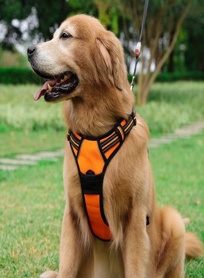 Sakuun No Pull Dog Harness with 5ft Leash for XL Dogs 32"-40" | Reflective, Adjustable, Padded Chest Vest | Heavy Duty Body Belt for Walking, Training, Hiking, Running | Orange - Image 4
