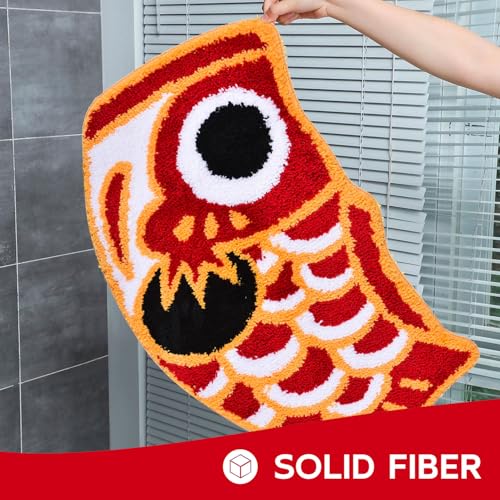 Feblilac Cute Bath Rug Mat, Red Fish Soft Non-Slip Bathroom Rugs, Japanese Koi Shape Decor Floor Carpet, Funny Absorbent Bathtub Mats for Shower 17.7"x33.5" - Image 4