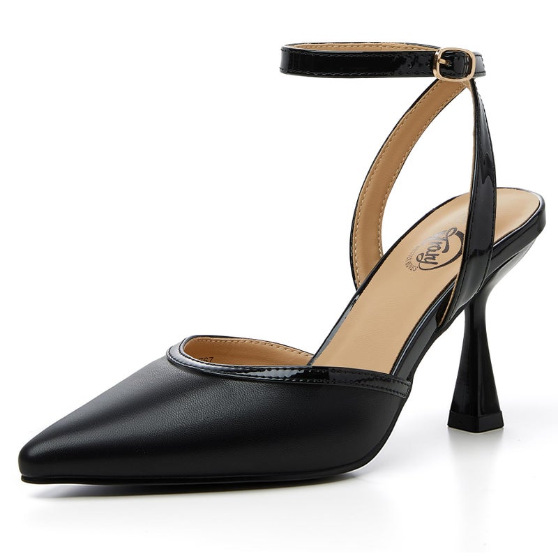 Trary Heels Women Pumps Closed Toe Ankle Strap Pointed Toe Heeled Sandals for Women Stiletto Wedding Dress Shoes - Image 1