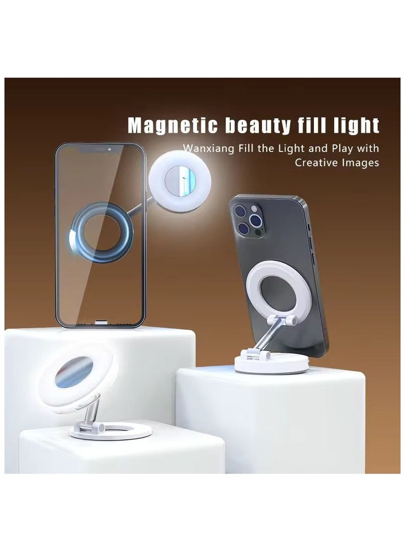 بلو فاير إضاءة سيلفي مغناطيسية قابلة للطي مع مرآة | ضوء حلقي LED محمول لإضاءة التصوير والفيديو والمكياج | إضاءة احترافية قابلة للتعديل، تصميم مغناطيسي مدمج، مثالية لمكالمات الزوم والتصوير والبث المباشر - Image 2