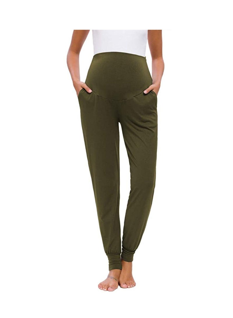 Women's Maternity Pants Over Belly Lounge Pajamas Clothes Pregnancy Must Haves Joggers with Pockets  - Image 1