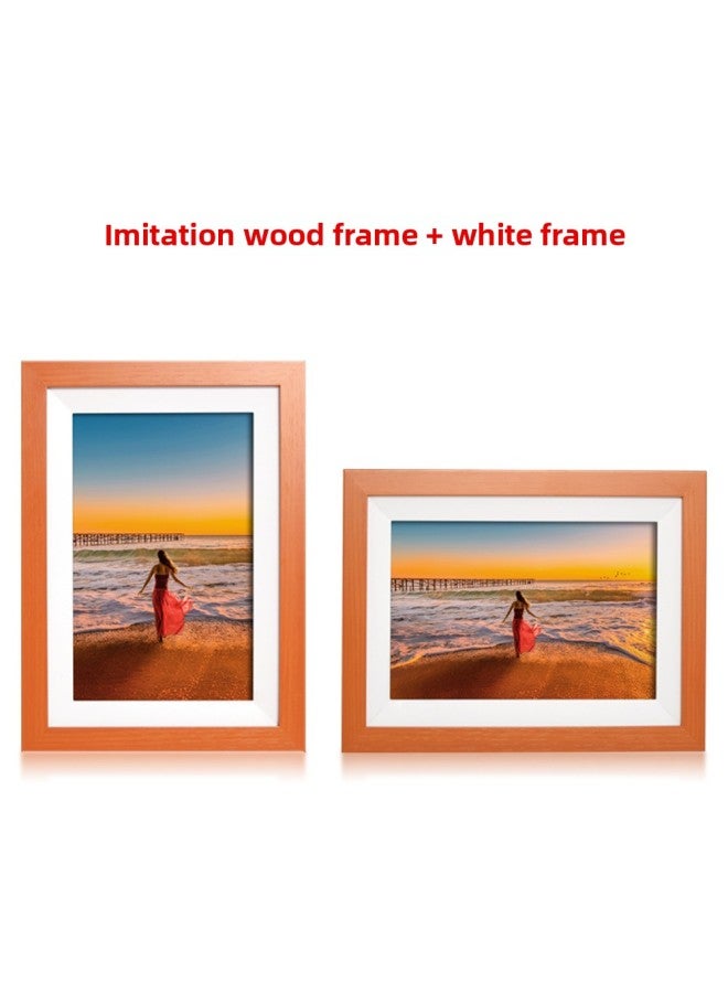 Horizontal 8-inch Digital Photo Frame Cloud Wif Touch High-definition Photo Video Playback Electronic Photo Album Display Table-Color:Yellow White + Frameo - Image 1