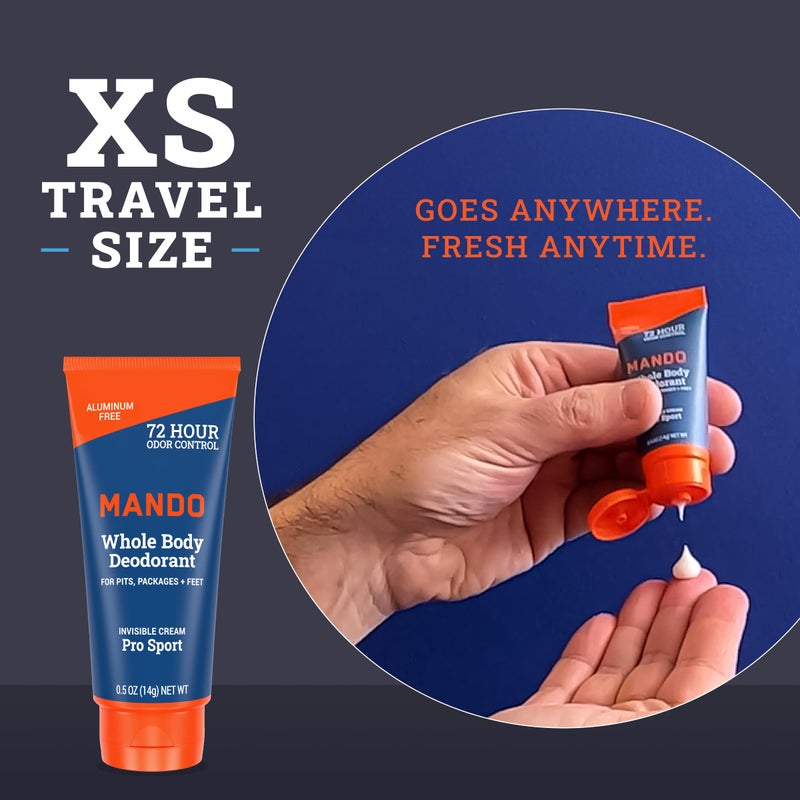 Mando مندو مزيل عرق للجسم بالكامل - حجم سفر صغير أنبوب كريم غير مرئي - 72 ساعة تحكم في الرائحة - خالي من الألمنيوم وصودا الخبز، آمن للبشرة - 0.5 أونصة (عبوة من 2) - Image 2