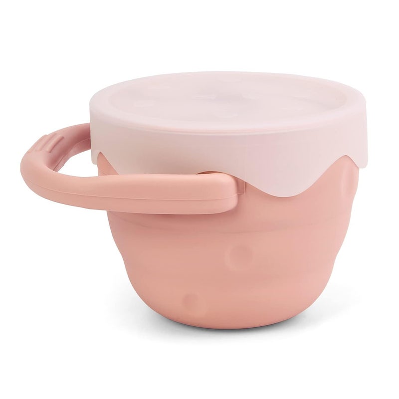 Ginbear Baby Snack Cups for Toddlers No Spill, Collapsible Silicone Containers for Girl, Snack Catchers with Lid for Kids (Rose Pink) - Image 1